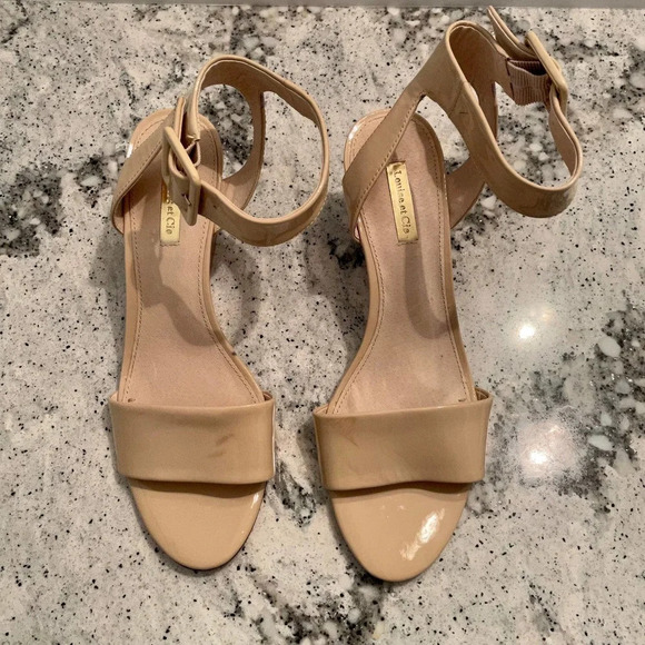 Louise et Cie Punya Patent Leather Wedge Heel Sandals Size 9 - Picture 2 of 9